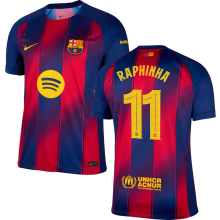 RAPHINHA # 11 BA 1:1 Quality Home Fans Soccer Jersey 2025/26  (UCL Font 欧冠字体 有号下广告) ★★
