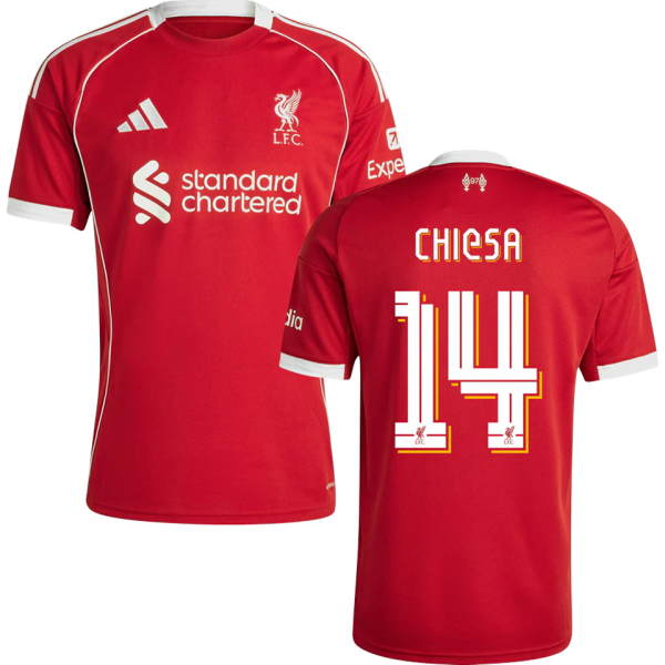 CHIESA #14 LFC 1:1 Home Red Fans Jersey 2025/26 (UCL Font 欧冠字体 ) ★★