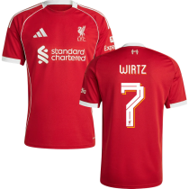 WIRTZ #7 LFC 1:1 Home Red Fans Jersey 2025/26 (UCL Font 欧冠字体 ) ★★