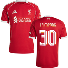 FRIMPONG #30 LFC 1:1 Home Red Fans Jersey 2025/26 (UCL Font 欧冠字体 ) ★★