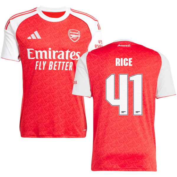 RICE #41 ARS 1:1 Quality Home Red Fans Soccer Jersey 2025/26 (UCL Font 欧冠字体 ) ★★