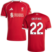 EKITIKE #22 LFC 1:1 Home Red Fans Jersey 2025/26 (League Font 联赛字体 ) ★★