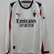2025/26 AC Milan Away White Long Sleeve Fans Soccer Jersey