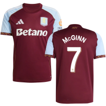 McGINN #7 Aston Villa Home Fans Soccer Jersey  2025/26 (UCL Font 欧冠字体 ) ★★