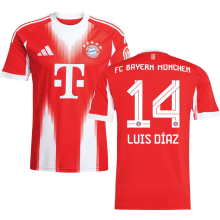 Luis Díaz #14 BFC 1:1 Quality Home Red Fans Soccer Jersey 2025/26 ★★