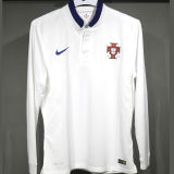 2014 Portugal Away White Retro Player Version Long Sleeve Soccer Jersey 球员版