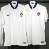 2014 Portugal Away White Retro Player Version Long Sleeve Soccer Jersey 球员版