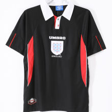 1998 England Away Black Retro Soccer Jersey