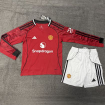 2025/26 M Utd Home Red Kids Long Sleeve Soccer Jersey  长袖童装