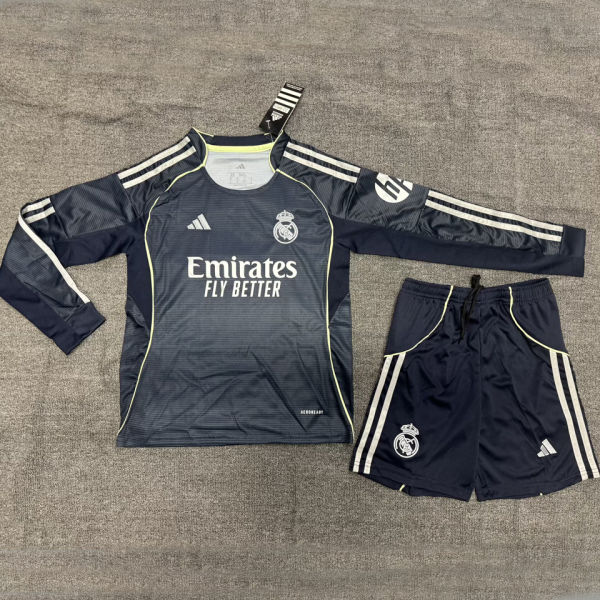 2025/26 RM Away Black Kids Long Sleeve Soccer Jersey  长袖童装