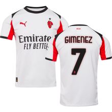 GIMENEZ #7 AC Milan Away White Fans Soccer Jersey 2025/26 ★★