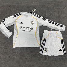 2025/26 RM Home White Kids Long Sleeve Soccer Jersey  长袖童装