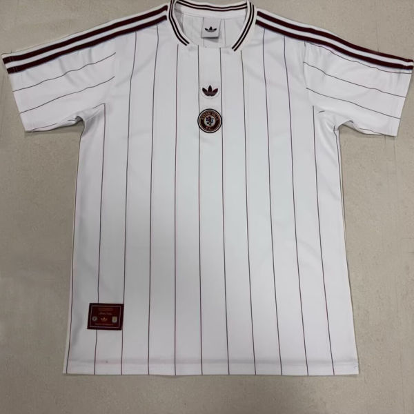 2025/26 Villa White Retro Style Fans Soccer Jersey