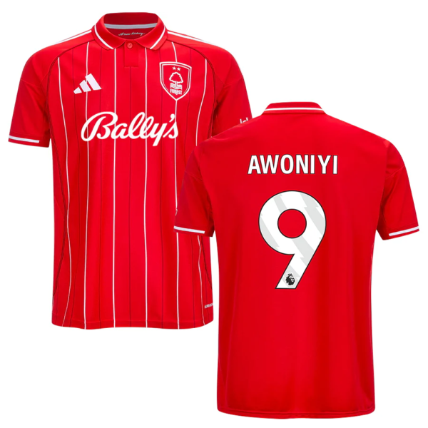 AWONIYI #9 Nottingham Forest Home Red Fans Jersey 2025/26 (League Font 联赛字体 ) ★★
