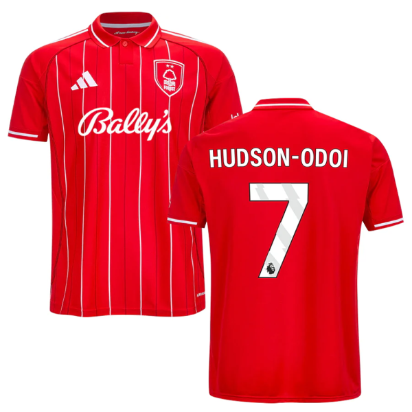HUDSON-ODOI #7 Nottingham Forest Home Red Fans Jersey 2025/26 (League Font 联赛字体 ) ★★