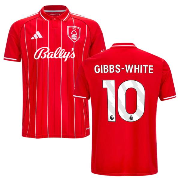GIBBS-WHITE #10 Nottingham Forest Home Red Fans Jersey 2025/26 (League Font 联赛字体 ) ★★