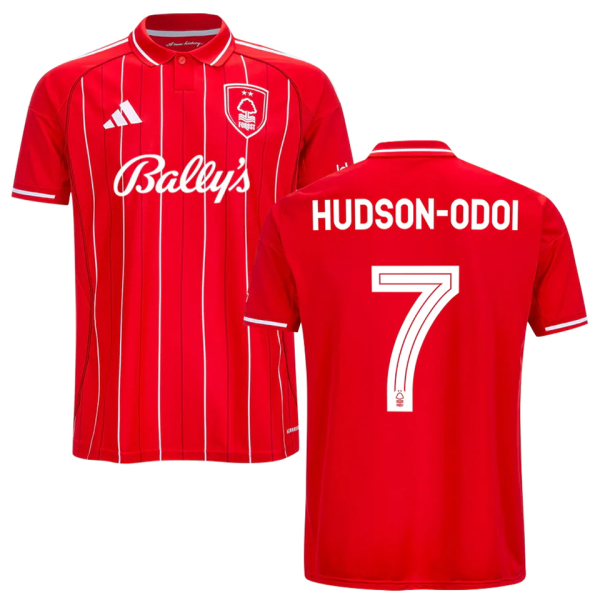 HUDSON-ODOI #7 Nottingham Forest Home Red Fans Jersey 2025/26 (CUP Font 杯赛字体 ) ★★