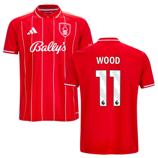 WOOD #11 Nottingham Forest Home Red Fans Jersey 2025/26 (League Font 联赛字体 ) ★★
