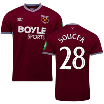 Souček #28 West Ham Home Fans Soccer Jersey 2025/26 (CUP Font 杯赛字体 ) ★★