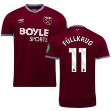 Füllkrug #11 West Ham Home Fans Soccer Jersey 2025/26 (League Font 联赛字体 ) ★★