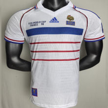 1998 France Away White Retro Player Version Soccer Jersey