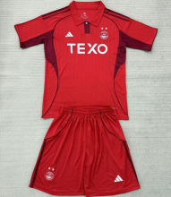 2025/26 Aberdeen Home Red Kids Soccer Jersey阿伯丁/ 阿拉丁