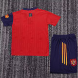 1996 Spain Home Red Kids Retro Soccer Jersey