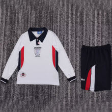 1998 England Home Kids Retro Long Sleeve Soccer Jersey