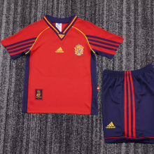 1998 Spain Home Red Kids Retro Soccer Jersey