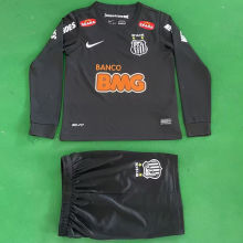 2012/13 Santos Black Retro Kids Long Sleeve Soccer Jersey