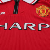 1998/1999 M Utd Home Retro Kids Long Sleeve Soccer Jersey