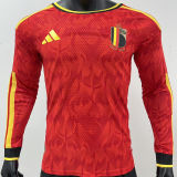 2026/27 Belgium Home Red Player Version Long Sleeve Soccer Jersey