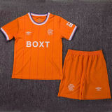 2025/26 Glasgow Rangers 4TH Orange Kids Soccer Jersey