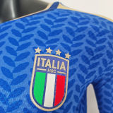 2026/27 Italy Home Blue Player Version Long Sleeve Soccer Jersey