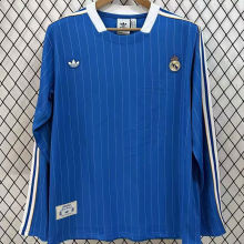 2025/26 RM Retro Style Blue Fans Long Sleeve Soccer Jersey