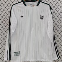 2025/26 LFC White Retro Style Fans Long Sleeve Soccer Jersey