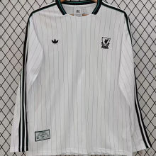 2025/26 LFC White Retro Style Fans Long Sleeve Soccer Jersey