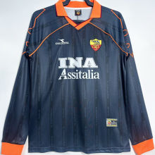 1999/2000 Roma Third Black Retro Long Sleeve Soccer Jersey