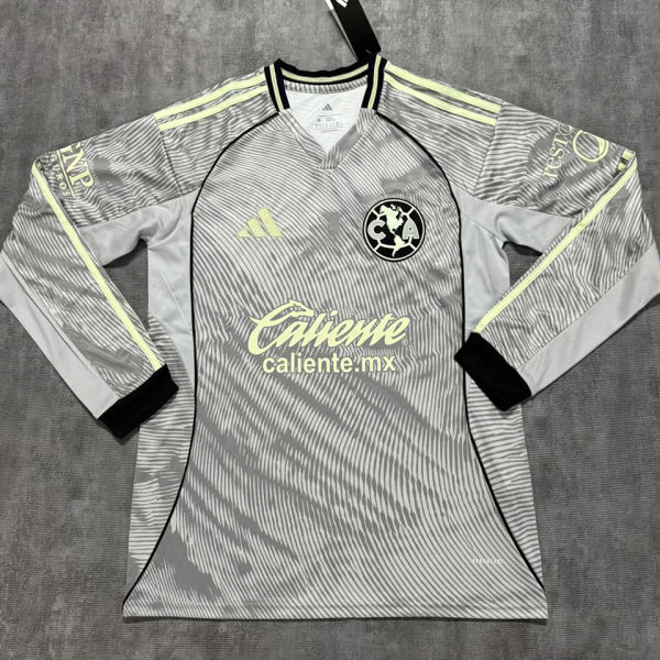 2025/26 Club America Third Grey Fans Long Sleeve Soccer Jersey