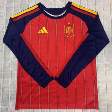 2026/27 Spain Home Red Fans Fans Long Sleeve Soccer Jersey