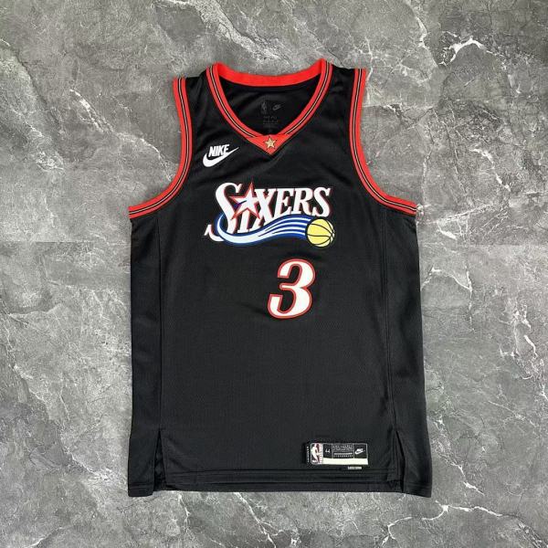 2026 76ers IVERSON #3 Black Retro NBA Jerseys 热压