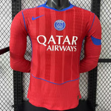 2025/26 PSG Third Red Player Version Long Sleeve Soccer Jersey