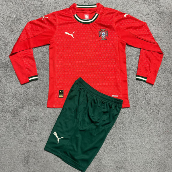 2025/26 Portugal Home Kids Long Sleeve Soccer Jersey 长袖童装