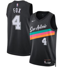 2026 Spurs FOX #4 Black City version NBA Jerseys