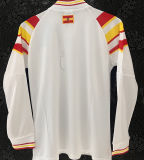 1996 Spain Away White Retro Long Sleeve Soccer Jersey