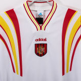 1996 Spain Away White Retro Long Sleeve Soccer Jersey