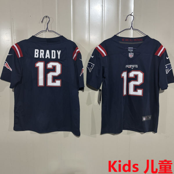 BRADY #12 New England Patriots Kids NFL Jersey 爱国者