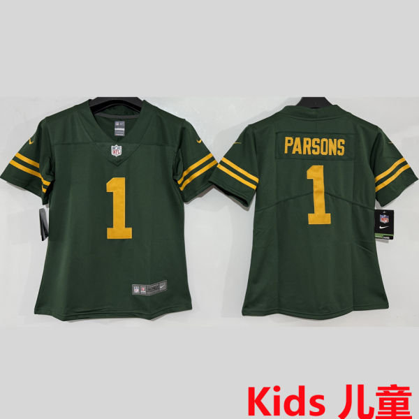 PARSONS #1 Green Bay Packers Kids NFL Jersey 包装工