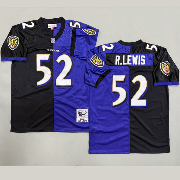 R.LEWIS #52 Men's Baltimore Ravens Retro NFL Jersey 乌鸦