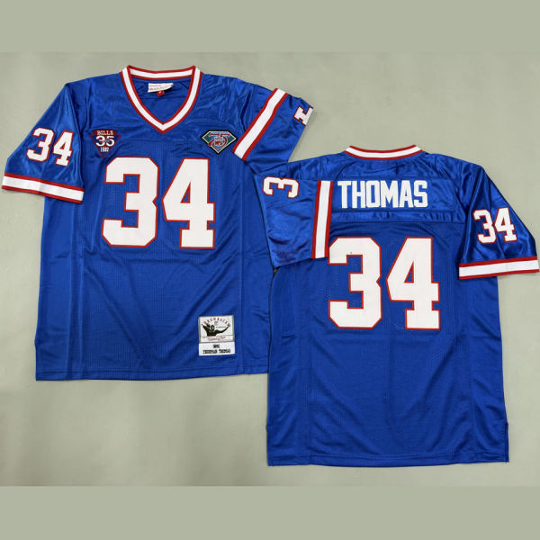 THOMAS #34 Men's Buffalo Bills Retro NFL Jersey 布法罗比尔